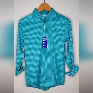 Southern Tide Plaid Intercoastal Button Down Shirt Blue Boys Size XL 16 GREEN
